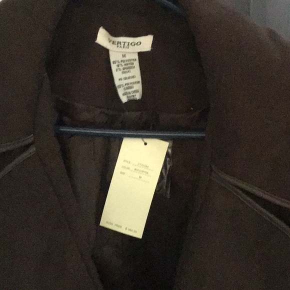 VERTIGO QUILTED WOOL DOUBLE BREASTED CHOCOLATE BROWN BRAND NEW COAT. BEAUTIFUL - Picture 12 of 16